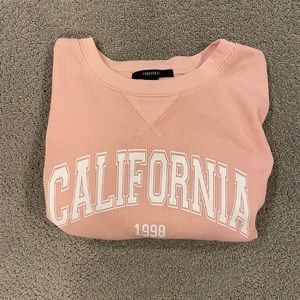 Light Pink Waffle Cropped Long Sleeve Shirt